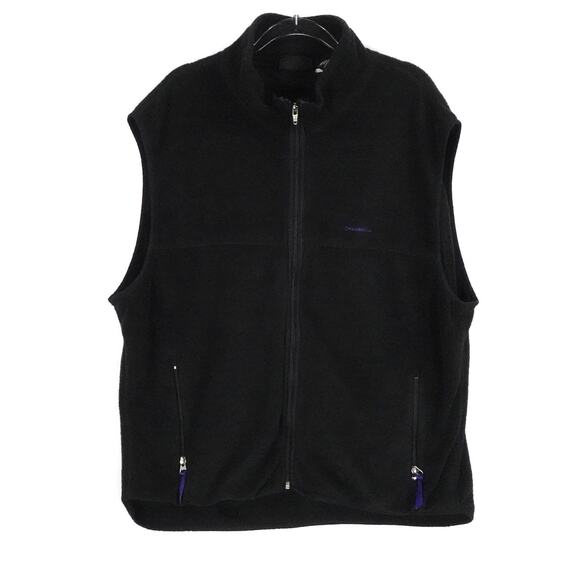 Vtg Patagonia Vest Mens XL Black Synchilla Fleece Full Zip Outdoors Made in USA - Picture 1 of 12